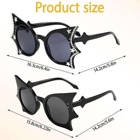 2PCS Bat Sunglasses, Gothic Sunglasses for Halloween Parties and Cosplay Events, Stylish Eyewear for Themed Celebrations and Social Media Photography, PC Material in Saudi Arabia