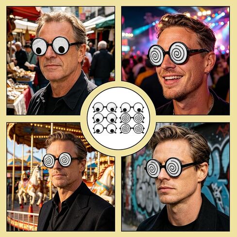 6PCS Eye Glasses, Funny Eye Design, Halloween Costume Accessories for Parties and Events, Includes Two White Eyeballs, Two Dizzy Eyes, and Two Big Funny Eyes in Saudi Arabia