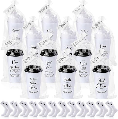 36 Pcs / 12 Set Father's Day Christian Church Gifts Bulk for Men Father Faith Cross Socks and Bible Verse Cups Dad Religious Gifts Sripture Church Party Favors for Adult Husband Dad in Kuwait
