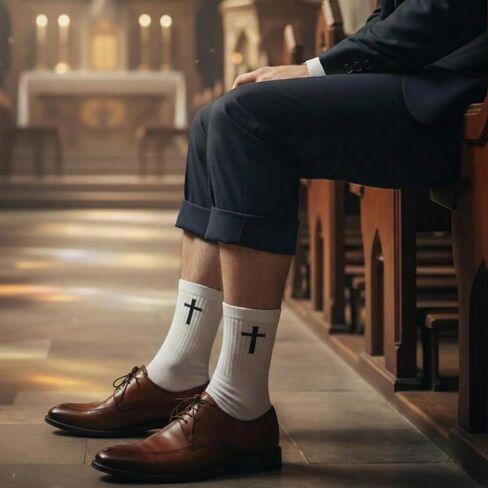 36 Pcs / 12 Set Father's Day Christian Church Gifts Bulk for Men Father Faith Cross Socks and Bible Verse Cups Dad Religious Gifts Sripture Church Party Favors for Adult Husband Dad in Kuwait