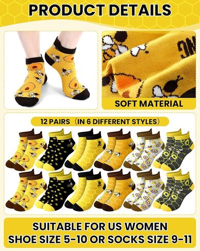 48 Pcs Funny Bee Gifts Set Bulk for Women Novelty Bees Makeup Bag Ankle Socks Inspirational Keychain Gift Cards Bee Day Basket Stuffers for Mom Daughters Sister Friend Wife in Kuwait