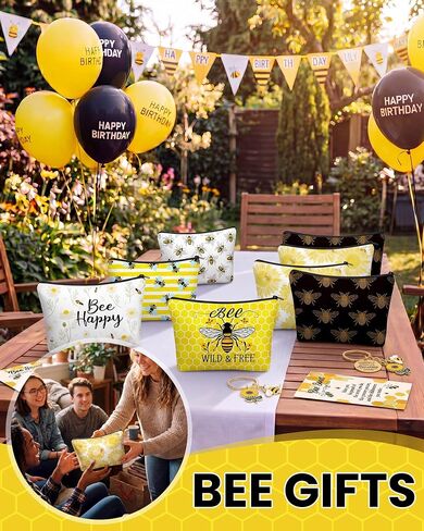 48 Pcs Funny Bee Gifts Set Bulk for Women Novelty Bees Makeup Bag Ankle Socks Inspirational Keychain Gift Cards Bee Day Basket Stuffers for Mom Daughters Sister Friend Wife in Kuwait