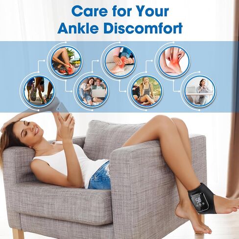 Ankle Massager for Pain Relief, Foot and Ankle Massager with Heat, Ankle Heating Pad with Massage, Heated Ankle Wrap for Swelling, Ankle Heat Wrap in Saudi Arabia