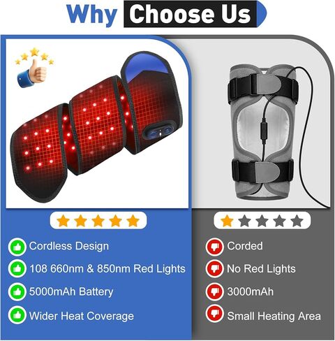 Cordless Arm Heating Pad Wrap with Red Light, 5000mAh Elbow Heating Pad Wrap, Fast Heating, Heated Elbow Arm Sleeve with 3 Heat & Timing Settings in Saudi Arabia