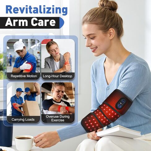 Cordless Arm Heating Pad Wrap with Red Light, 5000mAh Elbow Heating Pad Wrap, Fast Heating, Heated Elbow Arm Sleeve with 3 Heat & Timing Settings in Saudi Arabia