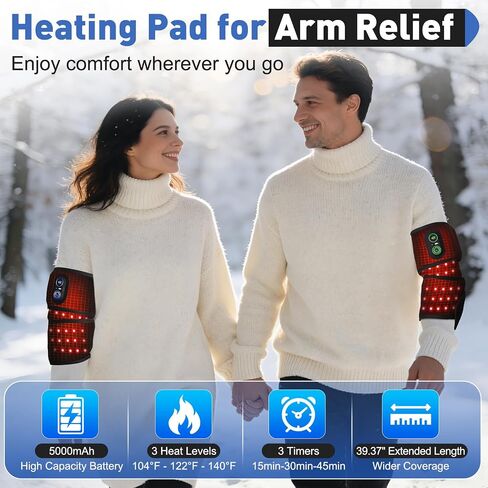Cordless Arm Heating Pad Wrap with Red Light, 5000mAh Elbow Heating Pad Wrap, Fast Heating, Heated Elbow Arm Sleeve with 3 Heat & Timing Settings in Saudi Arabia
