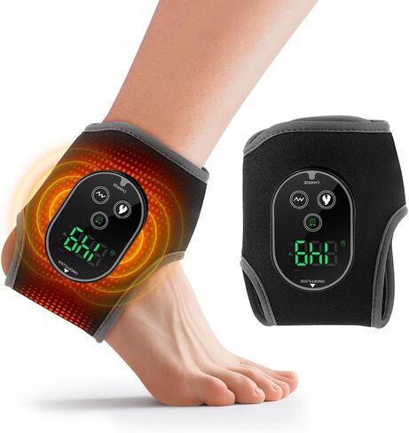 Cordless Ankle Heating Pad for Pain Relief, Heated Ankle Massager, Foot Massager for Neuropathy, Ankle Heating Pad, Foot Heating Pad, Heated Foot Massager, 3000mAh Battery, Single One, Black in Kuwait