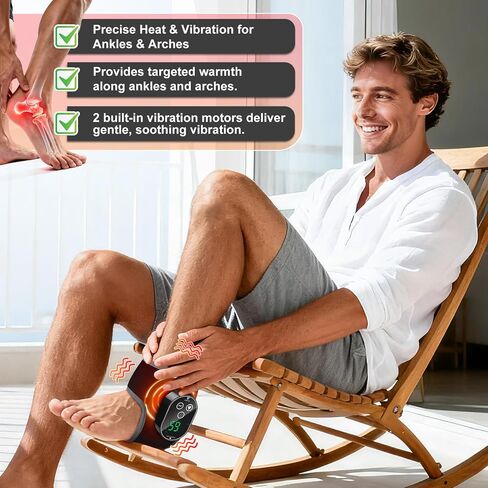 Cordless Ankle Heating Pad for Pain Relief, Heated Ankle Massager, Foot Massager for Neuropathy, Ankle Heating Pad, Foot Heating Pad, Heated Foot Massager, 3000mAh Battery, Single One, Black in Kuwait