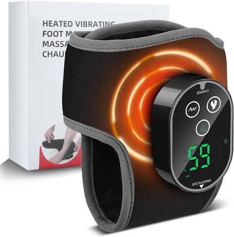 Cordless Ankle Heating Pad for Pain Relief, Heated Ankle Massager, Foot Massager for Neuropathy, Ankle Heating Pad, Foot Heating Pad, Heated Foot Massager, 3000mAh Battery, Single One, Black in Kuwait