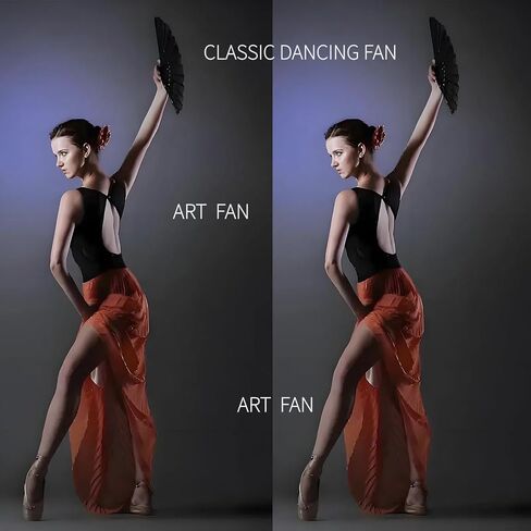 2025 New Folding Hand Fans, 8.4" Mysterious Oriental Stylish Vintage Bamboo Silk Fan. Ideal for Dancing, Party, Home Decor and Events （ 1Pack, Black in Kuwait