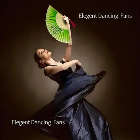 2025 New Folding Hand Fans, 8.4" Mysterious Oriental Stylish Vintage Bamboo Silk Fan. Ideal for Dancing, Party, Home Decor and Events （ 1Pack, Black in Kuwait