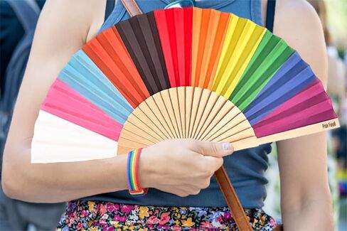 Pride Fans Rainbow Folding Hand Fans LGBT Pride Festival Durable Fabric Wood Bulk Fans Hand Folding Fans for Women/Men (Rainbow, 6) in Saudi Arabia