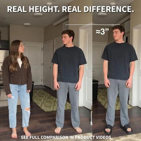 ICONIC Men’s Height Boosting Slides — Up to ≈3" Taller Instantly | Built for Maximum Height | One of the Tallest Available | Not Squishy. Not Flat. | Adjustable Strap | Height Advantage Anywhere — Pool, Beach, Indoors, Outdoors, Travel in Kuwait