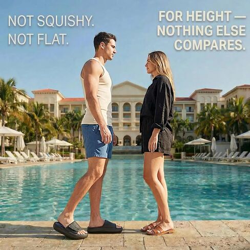 ICONIC Men’s Height Boosting Slides — Up to ≈3" Taller Instantly | Built for Maximum Height | One of the Tallest Available | Not Squishy. Not Flat. | Adjustable Strap | Height Advantage Anywhere — Pool, Beach, Indoors, Outdoors, Travel in Kuwait