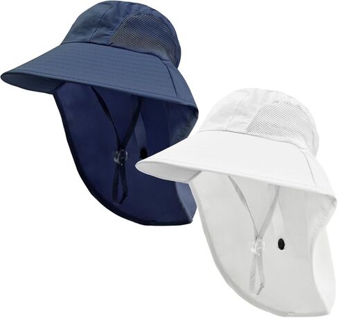 ZOORON 2-Pack Kids Sun Hat with Neck Flap, UPF 50+ Sun Protective Bucket Hat for Girls Boys, Summer Beach Hats for Kids in Kuwait