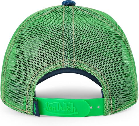 Von Dutch Kids Denim Trucker Hat | Adjustable Mesh Snapback with Logo Patch & Breathable Back | One Size Fits Most in Kuwait