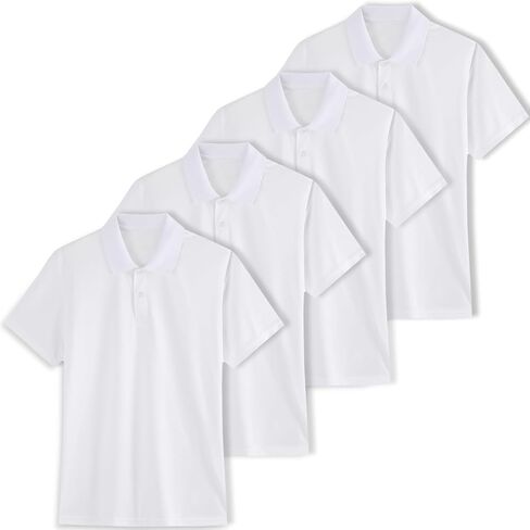 4 Pack Boys Polo Shirts Youth Kids Mesh Quick Dry Short Sleeve Collared Golf Shirt School Uniform Shirts 5-16Y in Saudi Arabia