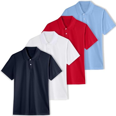 4 Pack Boys Polo Shirts Youth Kids Mesh Quick Dry Short Sleeve Collared Golf Shirt School Uniform Shirts 5-16Y in Saudi Arabia