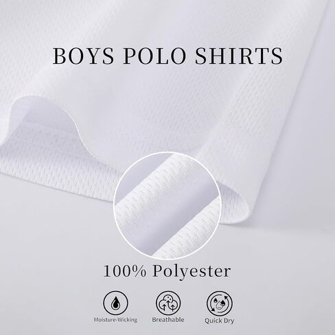 4 Pack Boys Polo Shirts Youth Kids Mesh Quick Dry Short Sleeve Collared Golf Shirt School Uniform Shirts 5-16Y in Saudi Arabia