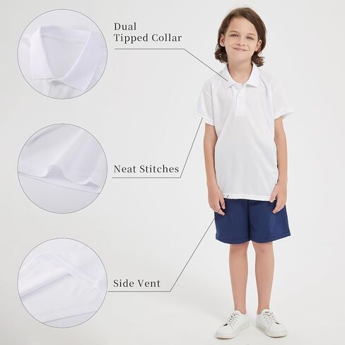 4 Pack Boys Polo Shirts Youth Kids Mesh Quick Dry Short Sleeve Collared Golf Shirt School Uniform Shirts 5-16Y in Saudi Arabia