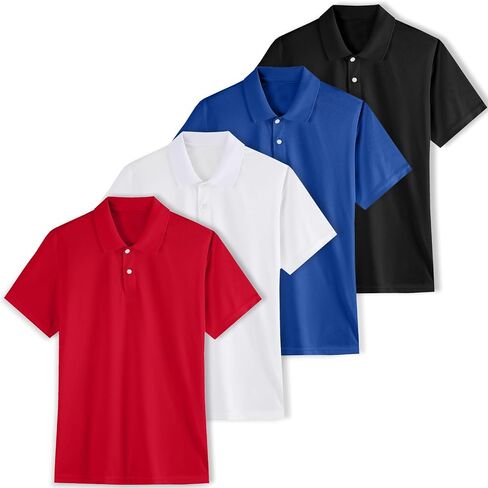 4 Pack Boys Polo Shirts Youth Kids Mesh Quick Dry Short Sleeve Collared Golf Shirt School Uniform Shirts 5-16Y in Saudi Arabia