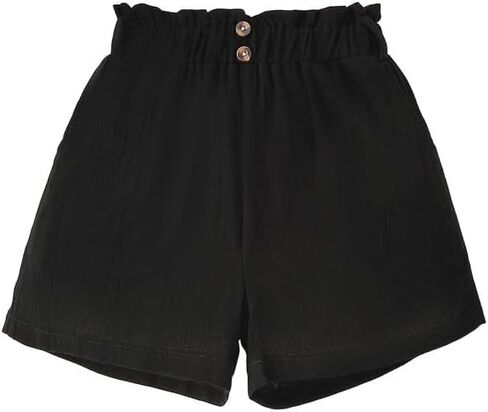 Girls Shorts Summer Casual Elastic Waist Shorts with Pockets 4Y-12Y in Saudi Arabia