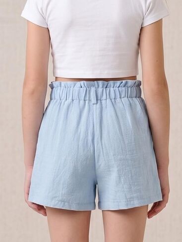Girls Shorts Summer Casual Elastic Waist Shorts with Pockets 4Y-12Y in Saudi Arabia