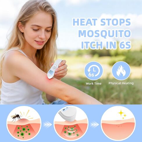 Electric Mosquito Bite Itch Relief Tool with Precise Temperature Control & LED Display,Portable Heat Pulse Itch Healer for Bug Bites and Bee Stings, Chemical-Free, USB Rechargeable in Saudi Arabia