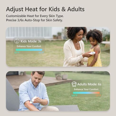 Electric Mosquito Bite Itch Relief Tool with Precise Temperature Control & LED Display,Portable Heat Pulse Itch Healer for Bug Bites and Bee Stings, Chemical-Free, USB Rechargeable in Saudi Arabia
