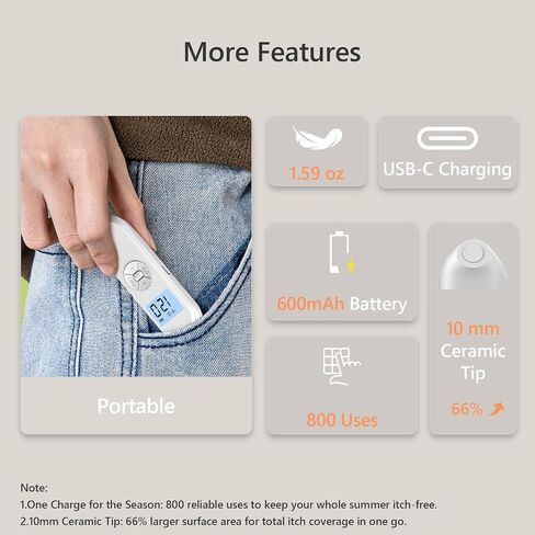Electric Mosquito Bite Itch Relief Tool with Precise Temperature Control & LED Display,Portable Heat Pulse Itch Healer for Bug Bites and Bee Stings, Chemical-Free, USB Rechargeable in Saudi Arabia