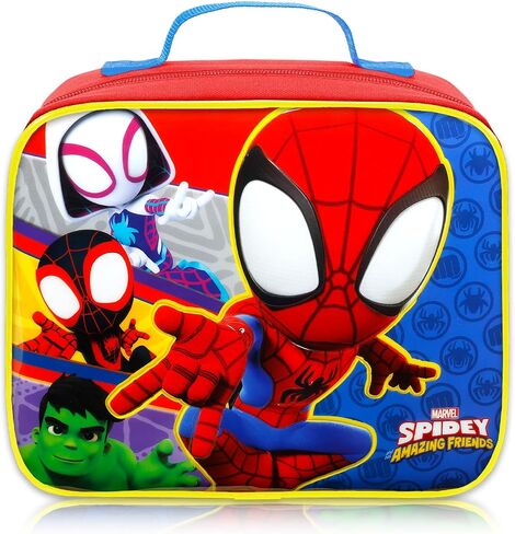 Spidey and His Amazing Friends Backpack and Lunchbox - Bundle with 16" Spiderman Backpack, Lunch Box, Water Bottle, Stickers, More | Spidey School Bag for Boys, Kids in Kuwait