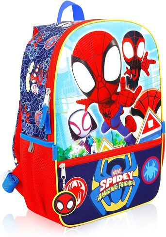 Spidey and His Amazing Friends Backpack and Lunchbox - Bundle with 16" Spiderman Backpack, Lunch Box, Water Bottle, Stickers, More | Spidey School Bag for Boys, Kids in Kuwait