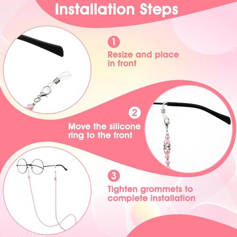 2Pcs Eyeglasses Chains for Women Stylish Pearl Glasses Chain Eye Glass Chain Beaded Eyeglass Chains Sunglasses Strap Eyeglasses Eyewear Necklace Holder for Women Old Lady (White Pink) in Kuwait