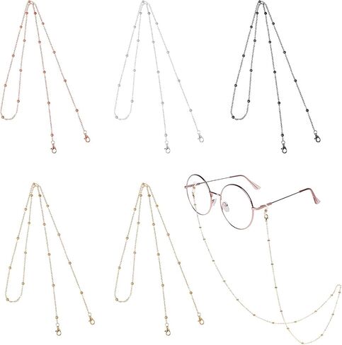 5Pcs Eyeglass Chain for Women, Adjustable Glasses Holder Neck Strap with Anti-Slip Silicone Loops, Fashion Beaded Glasses Lanyard for Reading Glasses Sunglasses, Eyewear Retainer Accessory Chain in Saudi Arabia
