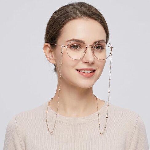 5Pcs Eyeglass Chain for Women, Adjustable Glasses Holder Neck Strap with Anti-Slip Silicone Loops, Fashion Beaded Glasses Lanyard for Reading Glasses Sunglasses, Eyewear Retainer Accessory Chain in Saudi Arabia