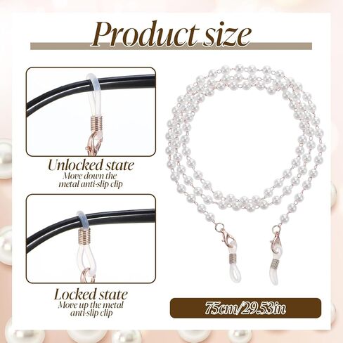 Ymapinc Pearl Glasses Chain for Women, Cute Beaded Eyeglass Lanyard, Reading Sunglass Neck Strap Holder Around Neck in Kuwait