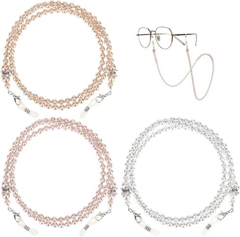 styquenzer 3pcs سلسلة النظارات اللؤلؤ للنساء، سلاسل النظارات مطرز النظارات الشمسية حزام حامل النظارات الأنيقة سلاسل النظارات القراءة الزجاج نظارات التجنيب سلسلة للنساء النظارات الشمسية، قصر النظر الزجاج، 3 ألوان in Kuwait