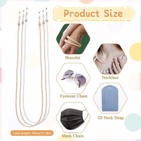 styquenzer 3pcs سلسلة النظارات اللؤلؤ للنساء، سلاسل النظارات مطرز النظارات الشمسية حزام حامل النظارات الأنيقة سلاسل النظارات القراءة الزجاج نظارات التجنيب سلسلة للنساء النظارات الشمسية، قصر النظر الزجاج، 3 ألوان in Kuwait