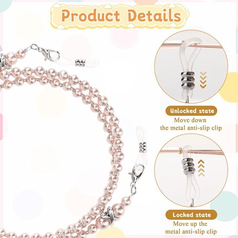 styquenzer 3pcs سلسلة النظارات اللؤلؤ للنساء، سلاسل النظارات مطرز النظارات الشمسية حزام حامل النظارات الأنيقة سلاسل النظارات القراءة الزجاج نظارات التجنيب سلسلة للنساء النظارات الشمسية، قصر النظر الزجاج، 3 ألوان in Kuwait