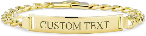Bling Jewelry 18K Gold Plated Delicate Personalized Name Engravable Identification Tag ID Bracelet Women For Small Wrists 5 Inch in Kuwait