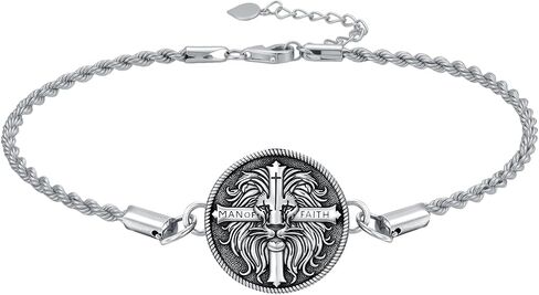 Lion Bracelet 925 Sterling Silver Men of Faith Bible Lion of Judah Jewelry Christian Bracelet Gifts for Men Husband Brother in Kuwait