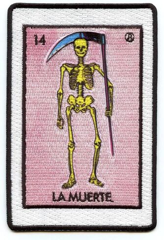 La Muerte 14 رقعة الموت المكسيكية بطاقة لوتيريا مصعد التطريز الحديد على in Kuwait