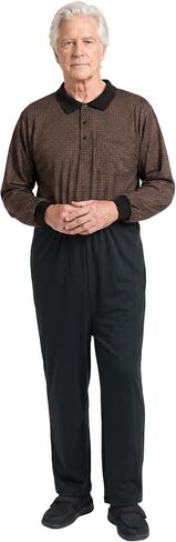 Ovidis Long-Sleeved Dementia Clothes - Alzheimers Anti-Strip Jumpsuit with Back-Zipper for Elderly Men - James in Kuwait