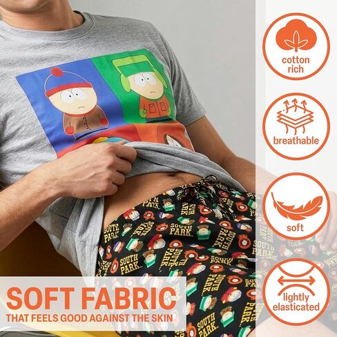 Get Trend South Park Mens Pajama Set, Soft Summer PJs, Lightweight Sleepwear, Soft, Breathable Sleep Set with Pockets, XS-3XL in Saudi Arabia