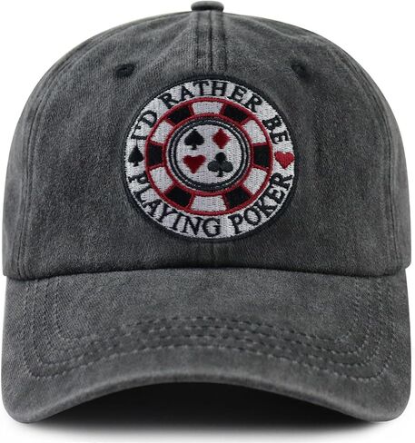 Goyklrb I'd Rather be Playing Poker Hat for Men, Funny Adjustable Cotton Embroidered Poker Player Gifts Baseball Cap in Saudi Arabia