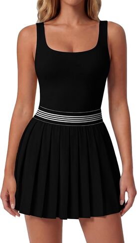 BMJL Womens Tennis Dress Pleated Sleeveless Built in Shorts Golf Athletic Color Block Dress Pockets in Kuwait