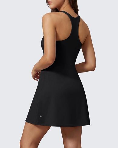 فستان تنس G4Free BareFeel Racerback للنساء برقبة على شكل حرف U وفساتين للتمرين مع شورت داخلي من حمالات الصدر in Kuwait
