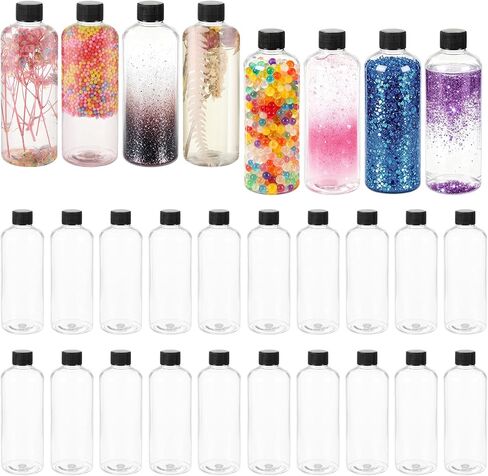 28 PCS Empty Plastic Sensory Bottles with Lids 10oz/300ml Clear Leakproof Drink Containers Reusable Water Bottles Decorative for Crafts, DIY Sensory Play, Juice, Party & Calm Down Corner Supplies in Saudi Arabia