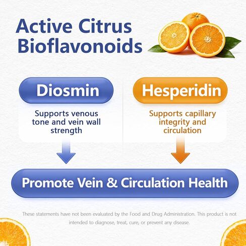 Diosmin Hesperidin 1000mg, High Potency Citrus Bioflavonoids Standardized to 81% Diosmin & 9% Hesperidin, Vein Support & Healthy Circulation, Made in USA, 90 Capsules in Kuwait