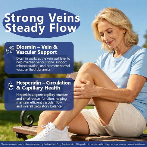 Diosmin Hesperidin 1000mg, High Potency Citrus Bioflavonoids Standardized to 81% Diosmin & 9% Hesperidin, Vein Support & Healthy Circulation, Made in USA, 90 Capsules in Kuwait
